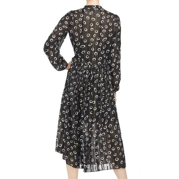 SALONI dress Raquel space dot midi long sleeve silk Read Description - Picture 2 of 9